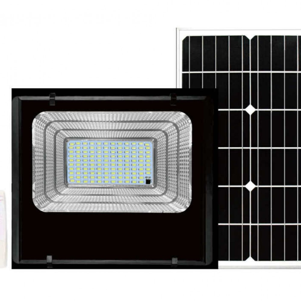 Eco Led 100W Αδιάβροχος Ηλιακός Προβολέας  με Πάνελ IP67 L-EC-