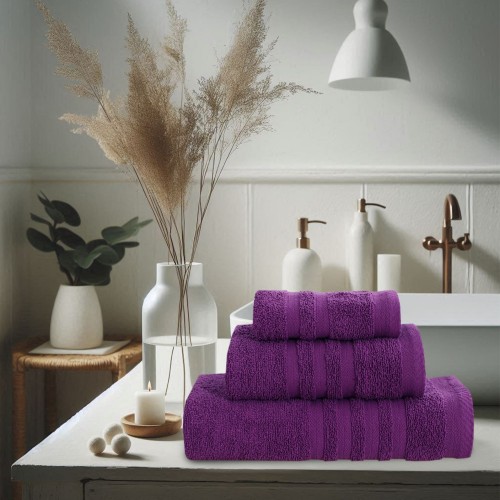 Σετ Πετσέτες Μπάνιου 3τμχ 100% purpleCOTTON 500gr/m² psts-1128